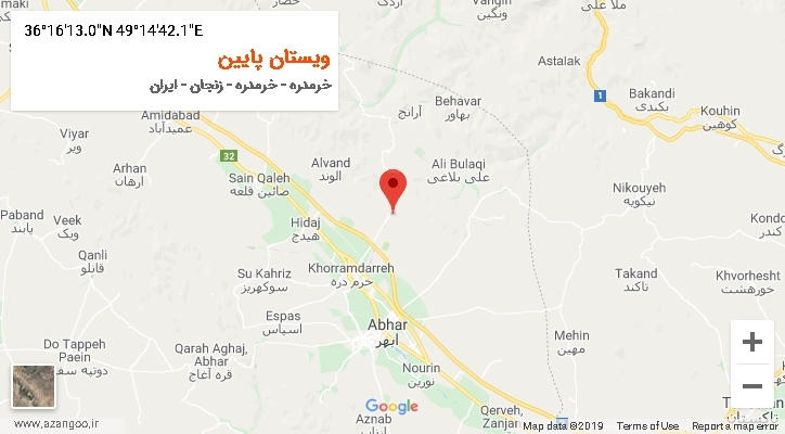 روستای ویستان پایین بر روی نقشه