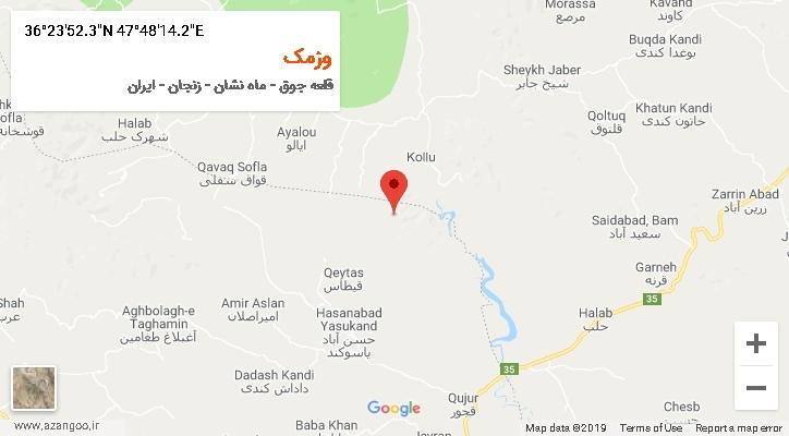 روستای وزمک بر روی نقشه