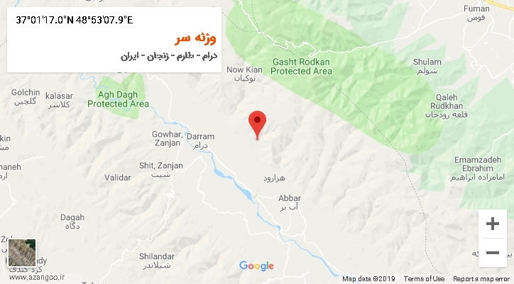 روستای وزنه سر بر روی نقشه