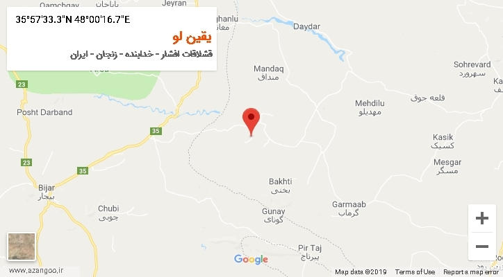 روستای یقین لو بر روی نقشه
