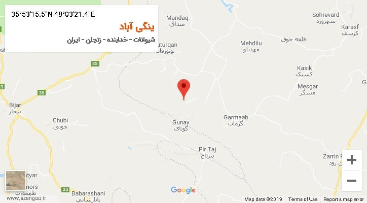 روستای ینگی آباد بر روی نقشه