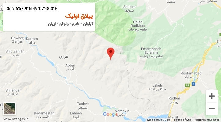 روستای ییلاق اولیک بر روی نقشه