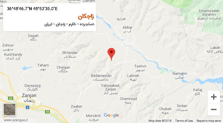 روستای زاجکان بر روی نقشه