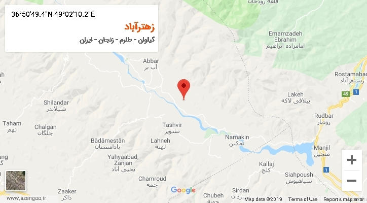 روستای زهترآباد بر روی نقشه