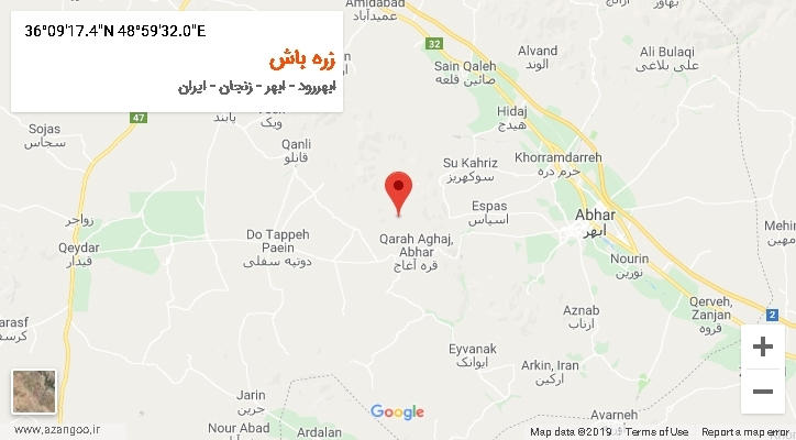 روستای زره باش بر روی نقشه