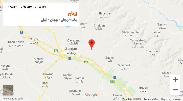 روستای زرنان بر روی نقشه