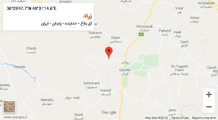 روستای زرند بر روی نقشه