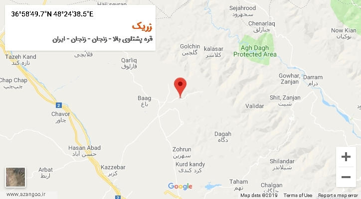 روستای زریک بر روی نقشه