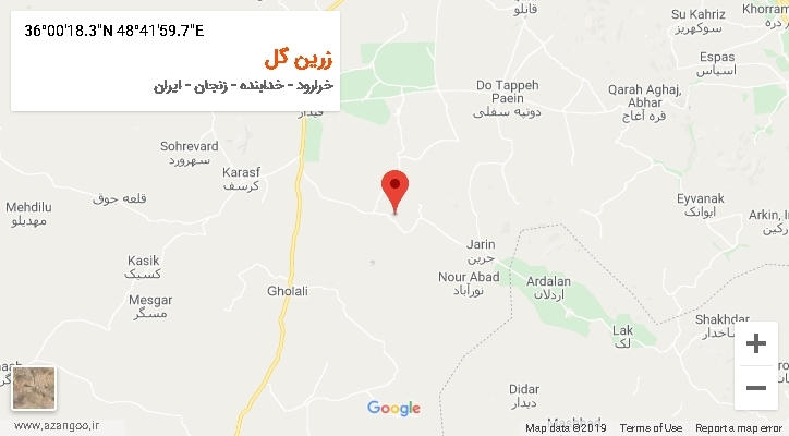 روستای زرین گل بر روی نقشه