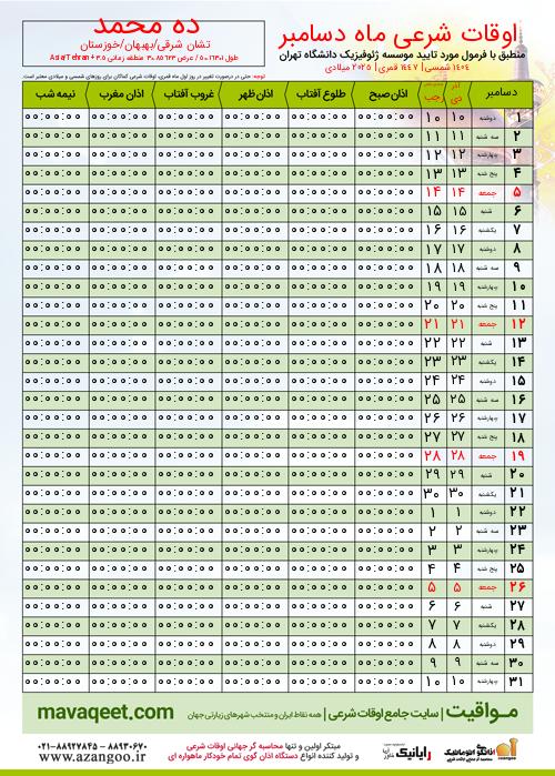 پیش نمایش فایل تصویری اوقات شرعی